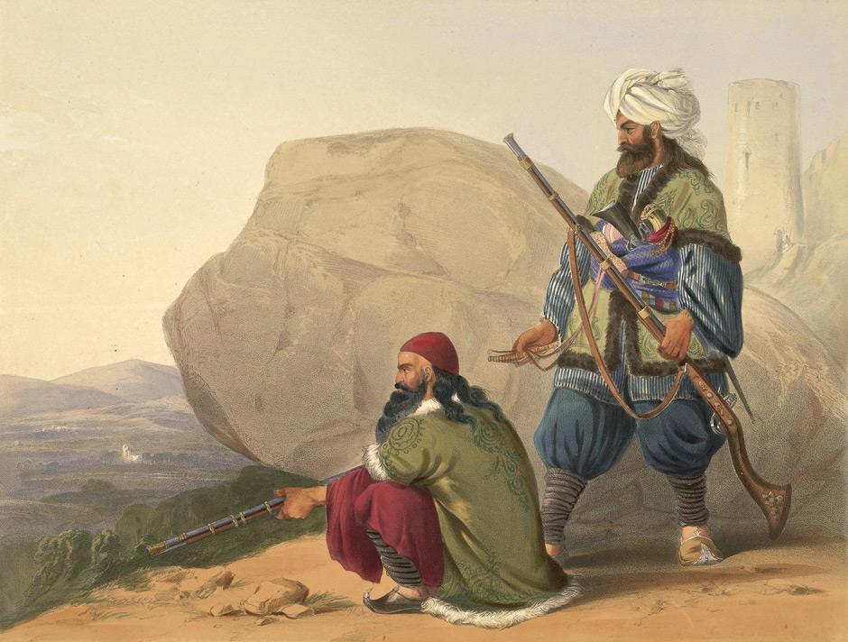 Unknown Artist Afghaun foot soldiers in their winter dress, with entrance to the Valley of Urgundeh